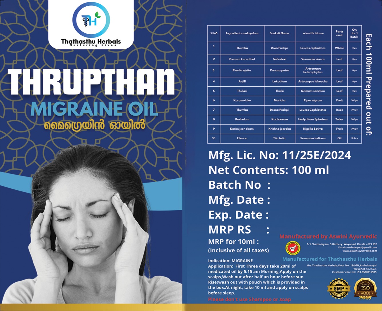 Thrupthan Migraine Oil — ingredients, Wayanad origin, and application guide